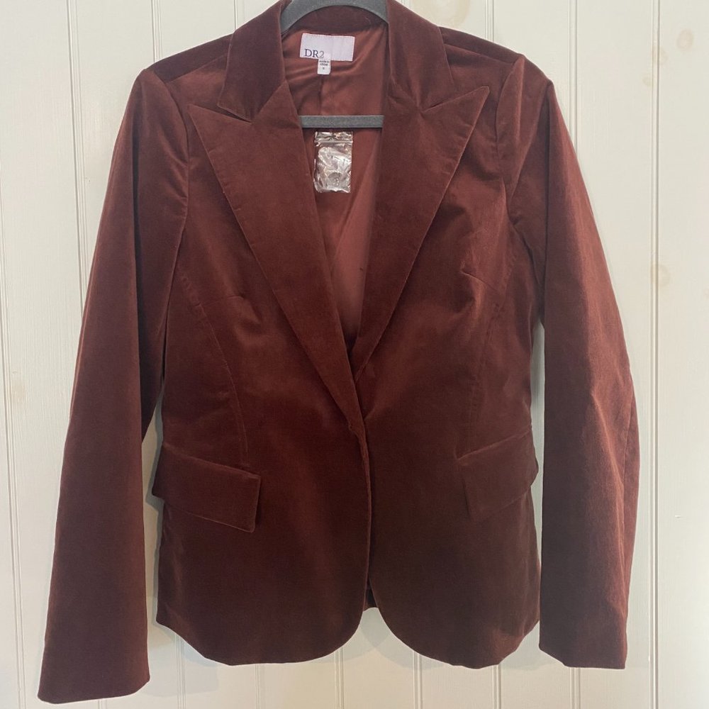 DR2 By Daniel Rainn Velvet Burgundy Blazer